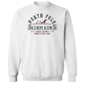 Rerun Island Men's Christmas North Pole Sleigh Long Sleeve Graphic Cotton Sweatshirt - 1 of 1