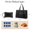Lunch Tote Bag for Wome, Laptop Bags with Insulated Food Compartment, 16.5" PU Leather Work Bag, Leakproof Lunch Box, Black - 4 of 4