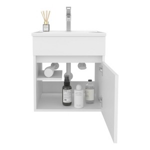 SEVOBAL Bathroom Vanities 18 Inch Floating Vanities with One Cabinet and Two Shelves for Bathroom Storage, White, 23.23"*23.23"*11.81" - 1 of 4