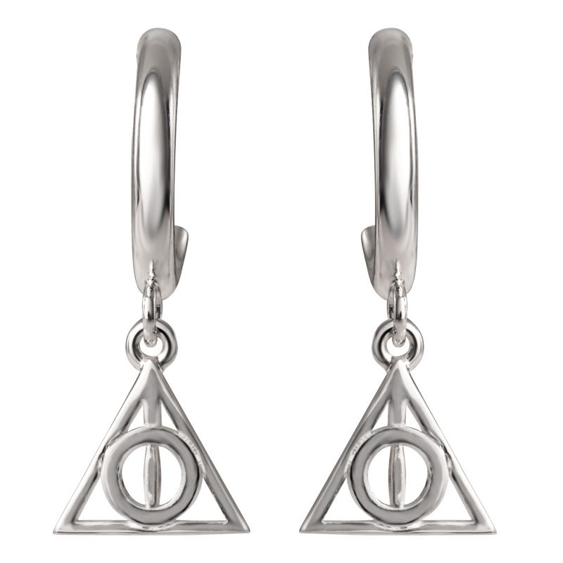 Harry Potter Silver Plated Earrings with Dangle Deathly Hallows Charm, 4 of 6