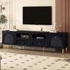 HDZNVF 78.8 inch Retro TV Stand, Entertainment Center Media Console Cabinet with 2 Cabinets, 4 Drawers, Up to 85 inch, Black - 2 of 4