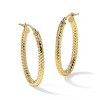 Black Bow Jewelry 3mm Crisscross Oval Hoop Earrings in 14k Yellow Gold, 32mm(1 1/4 Inch) - 3 of 4