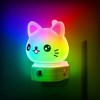 YANSUN 2-Pack 0.5W Plug-In Light Sensor Cat Design Night Lights, RGB Gradient & 3000K White Light, Button Color Adjustment, US Plug - 2 of 4