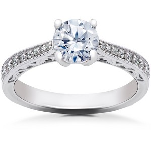 Pompeii3 5/8 ct Lab Created Diamond Angelica Vintage Engagement Ring 14k White Gold - 1 of 3