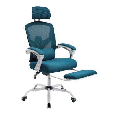 CAVINAS Ergonomic Office Chair with Retractable Foot Rest, High Back Mesh Desk Chair with Adjustable Headrest & Lumbar Pillow, Computer Desk Chair