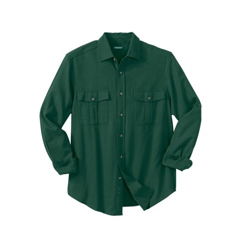 KingSize Men's Big & Tall Solid Double-Brushed Flannel Shirt - Big - 2XL,  Hunter Green