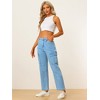Allegra K Women's High Waist Casual Distressed Long Denim Pants - 3 of 4