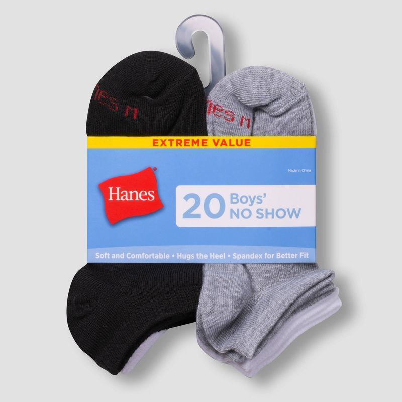 Hanes Boys' 20pk No Show Athletic Socks - Colors May Vary, 3 of 8