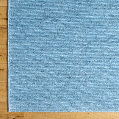 Tobey Pale Blue Washable Chenille Area Rug 5'3" x 7'