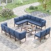 ALAULM Metal Patio Furniture Set Modern Metal Outdoor Conversation Sets w/45in Propane Fire Pit Table, Patio Sectional Sofa w/5 Inch Cushion - 4 of 4