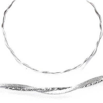 Pompeii3 14K White Gold Womens Sparkly Twist Necklace 16" Italian Gold