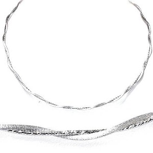 Pompeii3 14K White Gold Womens Sparkly Twist Necklace 16" Italian Gold - 1 of 2
