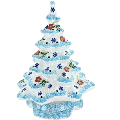 Blue Rose Polish Pottery Blue Christmas Tree Luminary