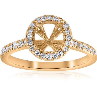 Pompeii3 .36ct Halo Diamond Engagement Semi Mount 14k Yellow Gold Ring Setting