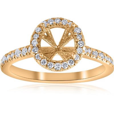  Pompeii3 .36ct Halo Diamond Engagement Semi Mount 14k Yellow Gold Ring Setting 