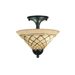 Toltec Lighting Any 2 - Light Flush Mount in  Matte Black with 12" Chocolate Icing Shade - 1 of 1