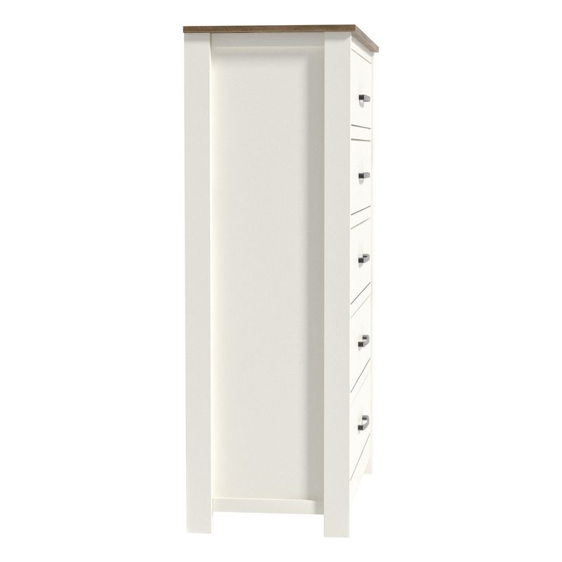 Galano Kellie 5 Drawers Chest of Drawer (47.7 in. H x 31.5 in. W x 15.7 in. D) in Ivory with Knotty Oak, Amber Walnut, 4 of 14