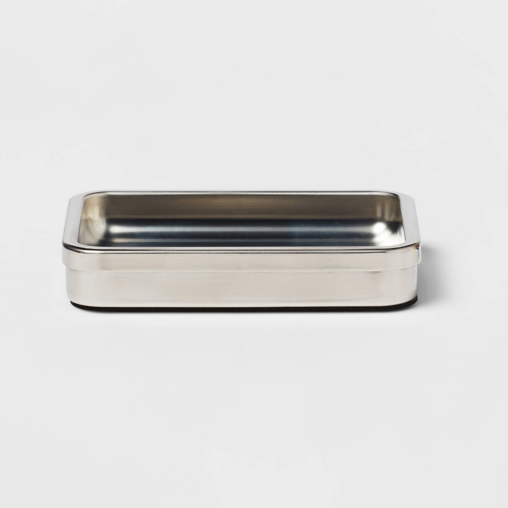 Photos - Soap Holder / Dispenser Brushed Stainless Steel Soap Dish - Threshold™