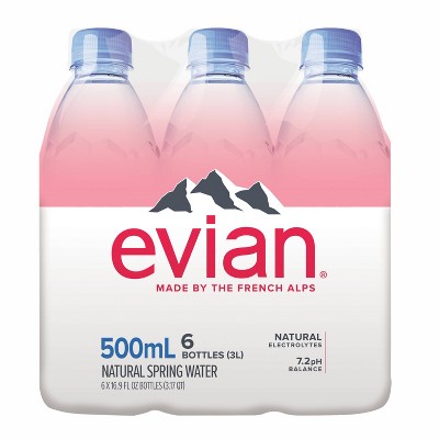 Evian Natural Spring Water - 6pk/0.5L Bottles