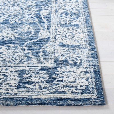 Hand-Tufted Blue Wool Rectangular Area Rug