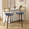 Bekrvio Swivel Counter Height Bar Stools, 29" Faux Leather Upholstered with with Rattan Back, Black for Kitchen Counter - 2 of 4