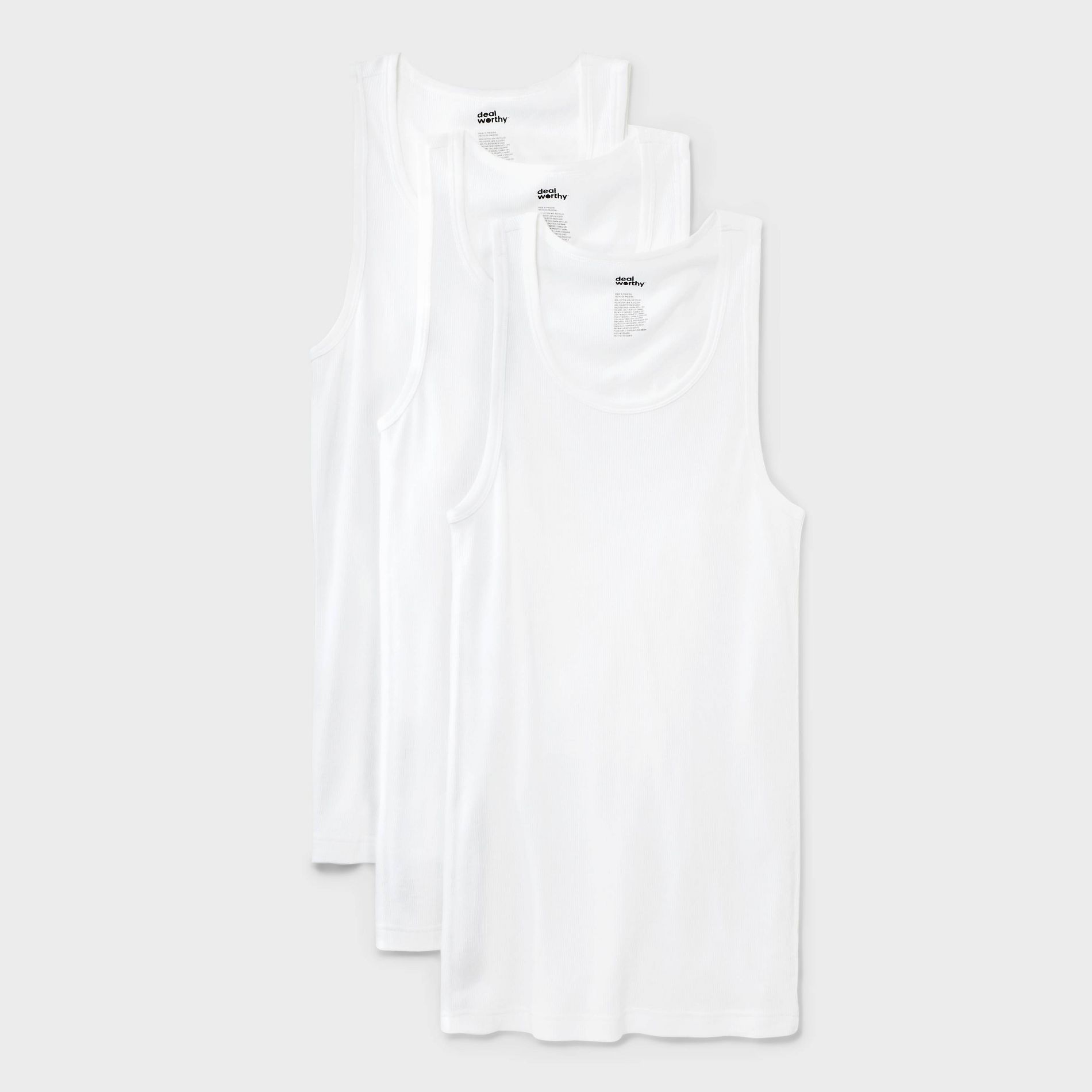 Men's Slim Fit Tank Top 3pk - Dealworthy™ White