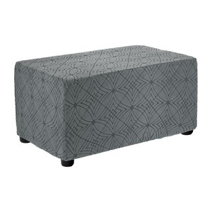 Unique Bargains Textured Jacquard Stretch Footstool Slipcover Protector for Living Room Bedroom - 1 of 4