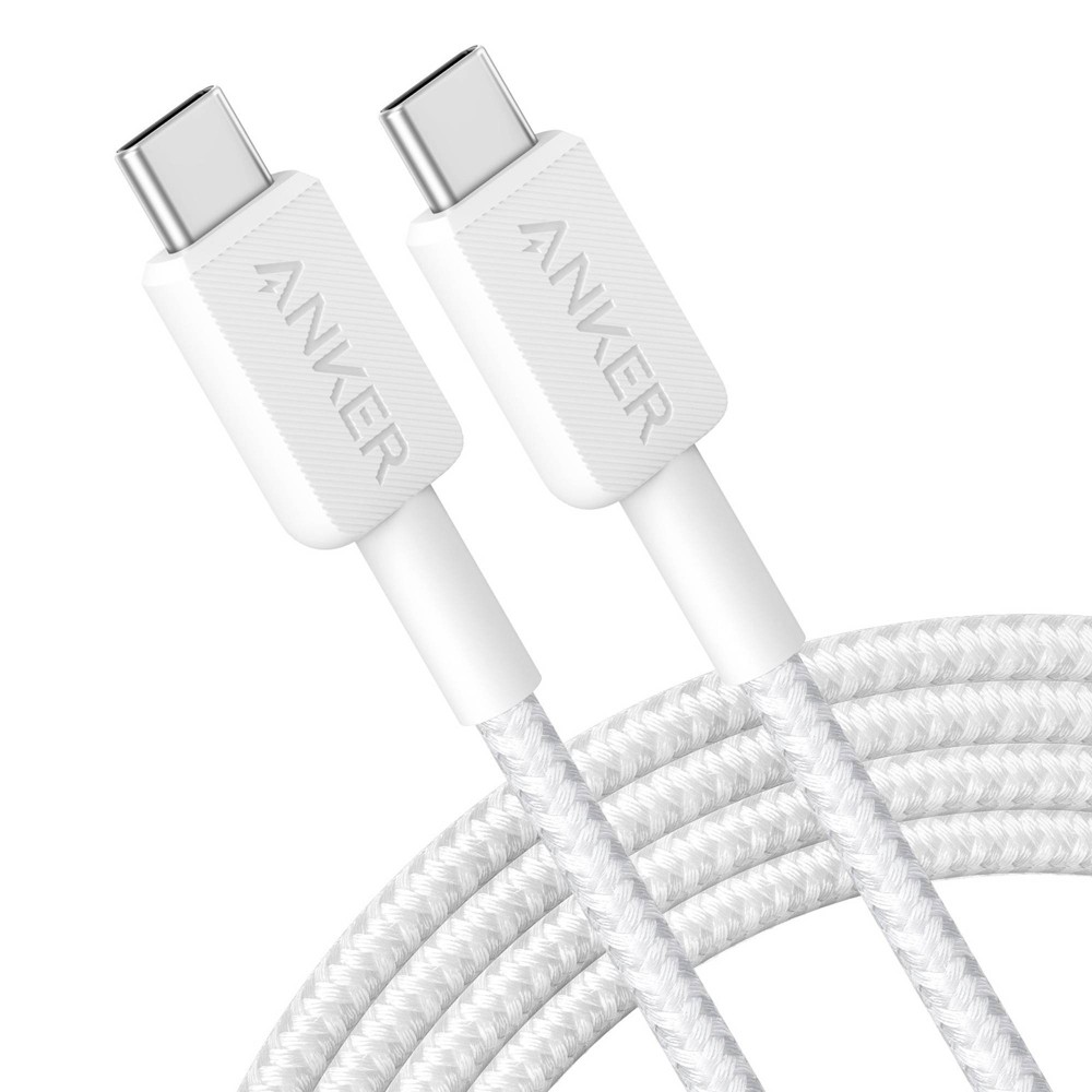 Anker 6' 60W Braided USB-C to USB-C Max Fast Charging Cable - White