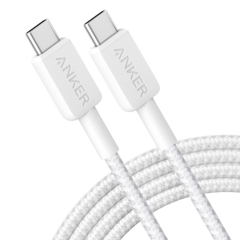 Anker 6&#39; 60W Braided USB-C to USB-C Max Fast Charging Cable - White, 1 of 7