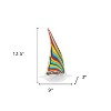 HomeRoots 14" Clear Red Blue Yellow Murano Glass Sailboat Tabletop Sculpture - 3 of 4