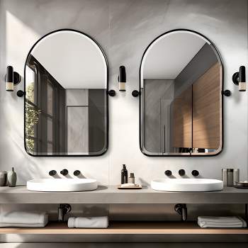 Neutypechic Arched Mirror Pivot Wall Mounted Mirror Bathroom Vanity Mirror Set of 2