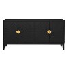 Okak Modern Sideboard Cabinet, Buffet Cabinet with 4 Curved Patten Doors, Storage Cabinet for Living Room, Dining Room, Kitchen, Black - 4 of 4