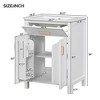 NicBex Bathroom Vanity with Ceramic Sink, 2 Spacious Cabinet Doors with 2 Double-tier Shelves and Adjustable Shelf, 1 Flip Drawer for Bathroom, White - 3 of 4