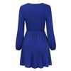 Clearlove Women's Deep V Neck Long Sleeve Dress Mini Dress High Waist Flowy Cocktail Wedding Guest Dress - 3 of 4