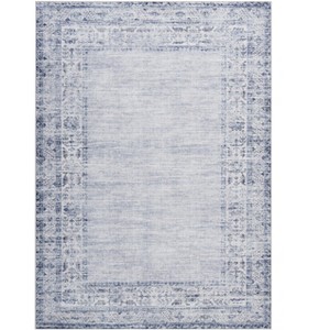 2 x 6 ft Polyester Red Brown Rectangular Indoor Laundry Bathroom Kitchen Distressed Floral Print Vintage Machine Washable Runner Rug - 1 of 4