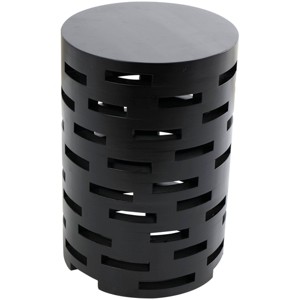 Olivia & May Wood Geometric Brick Inspired Cutout Accent Table Black: No Assembly, Indoor Use, Round Shape - 1 of 4
