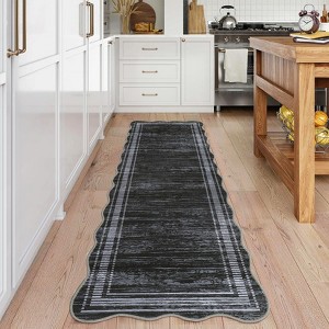 Rugs for Living Room Scalloped Area Rug for Bedroom Soft Non Slip Floor Mat Low Pile Accent Carpet for Dining Room - 1 of 4