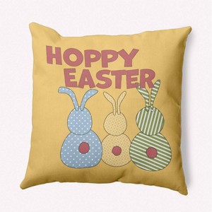 16"x16" Hoppy Easter Square Throw Pillow Yellow - e by design - 1 of 4