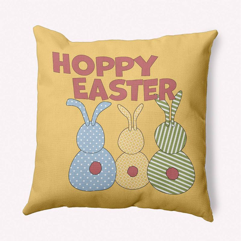 16&#34;x16&#34; Hoppy Easter Square Throw Pillow Yellow - e by design, 1 of 6