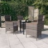 vidaXL Patio Dining Set Outdoor Dining Set Table and Chair Set for Garden - Gray and Brown, 5 Piece, 31.5" Table with Cushions - 2 of 4