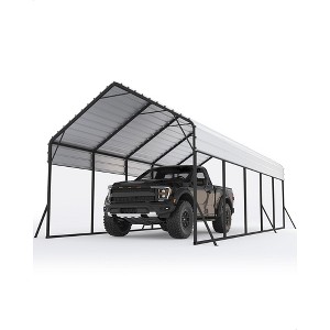 13'x26' Heavy Duty Metal Carport - 12,000LB Snow Load, Hurricane-Resistant (12 Beaufort), Extra Tall Shelter for Tractors, Boats - 1 of 4