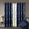 VYNXARIA 50*84" Ogee Knitted Jacquard Total Blackout Curtain Panel,Navy(Only 1 Pc Panel) - 4 of 4