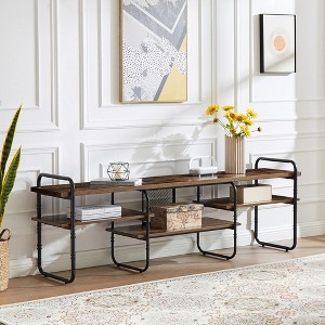VECELO TV Stand, Entertainment Center, Media Console Table with Adjustable Storage Shelves - 1 of 4