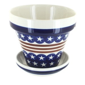 Blue Rose Polish Pottery 890-893 Zaklady Small Flower Pot - 1 of 2