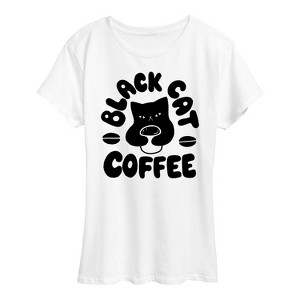 Women's - Instant Message - Black Cat Coffee Short Sleeve Graphic T-Shirt - 1 of 4