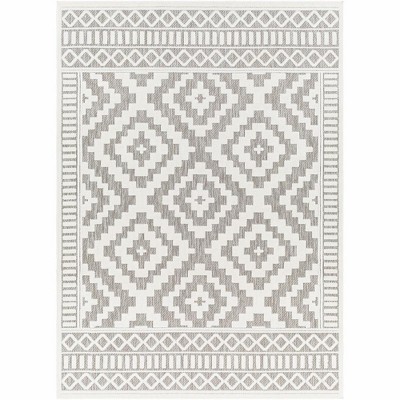 Mark & Day Bushong 6'7"x9' Rectangle Woven Indoor and Outdoor Area Rugs Gray: Geometric Modern Stain-Resistant Polypropylene
