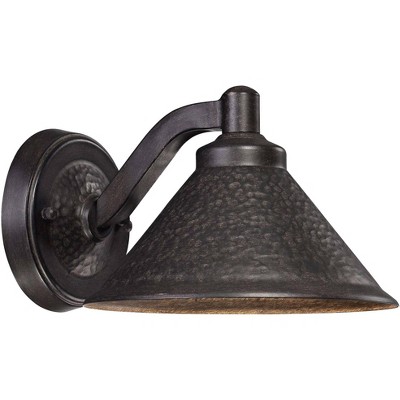 Minka Lavery Rustic Industrial Outdoor Wall Light Fixture Aspen Bronze LED Dark Sky 6" Hammered Glass for Post Exterior Barn Porch