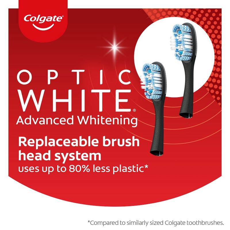 Colgate Optic White Toothbrush with Metal Handle and 2 Replaceable Brush Heads - Silver - Soft - Trial Size, 4 of 10