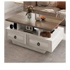 Wood Farmhouse Industrial Cocktail Center LED Coffee Table with Storage 4 Drawers For Living Room - 4 of 4