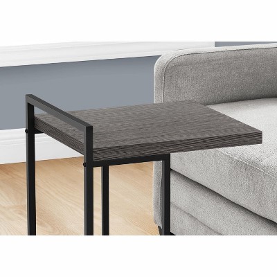 Contemporary Monarch 25" Grey Wood & Black Metal C-Table